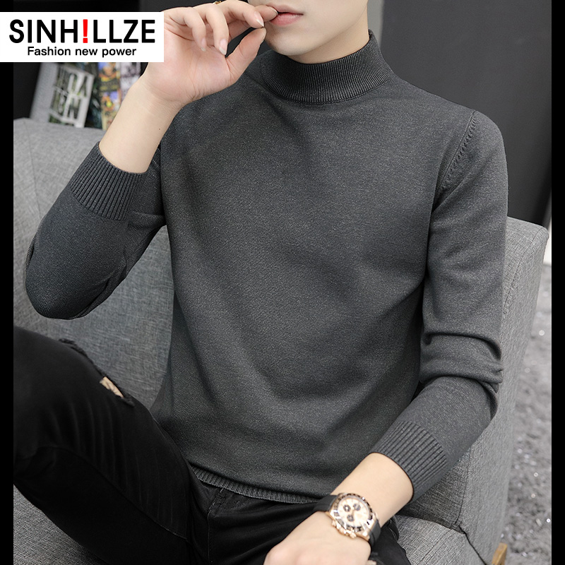 高端半高领毛衣男冬季加绒加厚