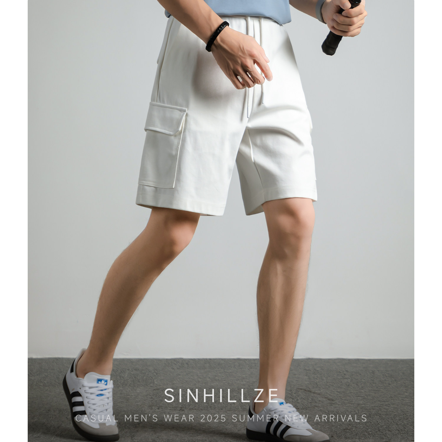 棉质混纺休闲短裤男2025新款夏季宽松白色百搭工装裤松紧抽绳卫裤,男装,短裤,淘宝优惠券,粉丝福利购,淘宝优惠卷