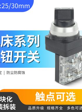 TSS-25-30旋钮开关自锁二档三档机床黑色旋钮1开1闭/2开2闭 25/30