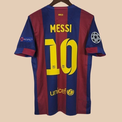 巴萨1415复古球衣10号梅西11号内马尔9号苏亚雷斯主场足球服订制