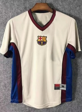 复古球衣HQ1巴塞罗那球衣训练服足球T恤赛前热身运动针眼3D印花