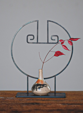 创意手作中式铁艺花架桌面装饰花瓶背景摆件置物架花盆架子