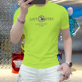 酷帅修身 时尚 凉感亮色T恤 烫钻圆领短袖 重磅双丝光棉高品质男士