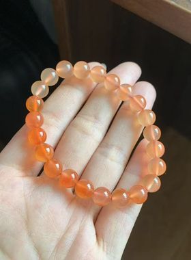 玉绾 南红冰红渐变手串 珠子卡8mm