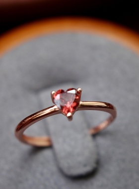 石榴石戒指925纯银戒指石榴石