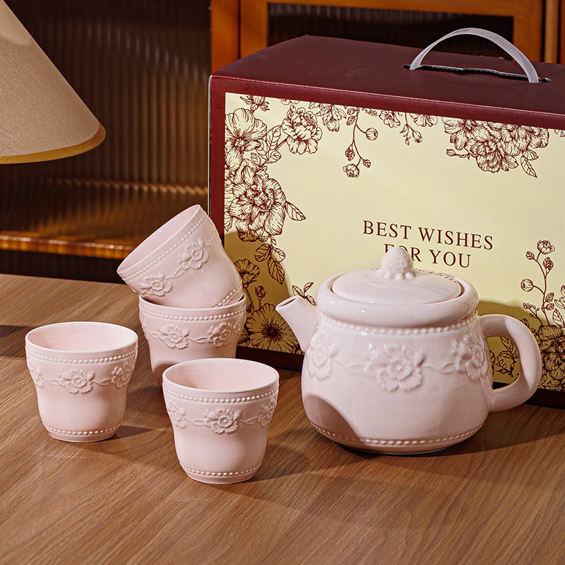 福尚家奶油风陶瓷草莓水具礼盒