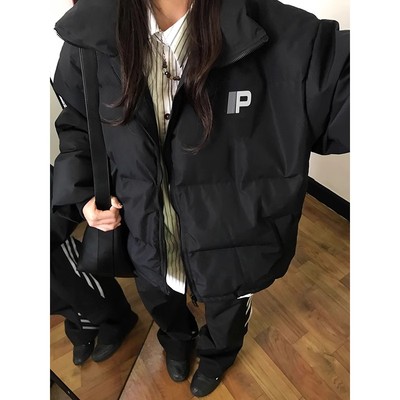 美式晋江黑色棉衣棉服女款冬季