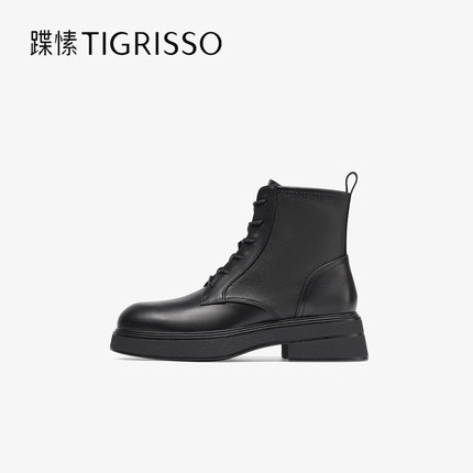 蹀愫年冬季马丁靴厚底增高5厘米弹力羊皮女鞋TA54733-51