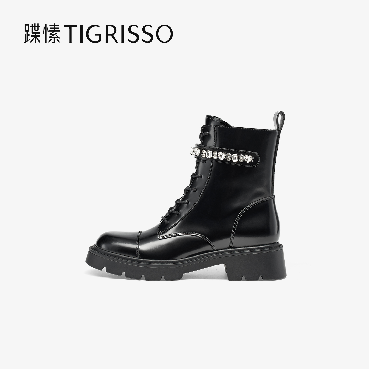 蹀愫2025冬新款魔术贴厚底马丁靴增高4.5真皮牛皮短靴TA65717-54