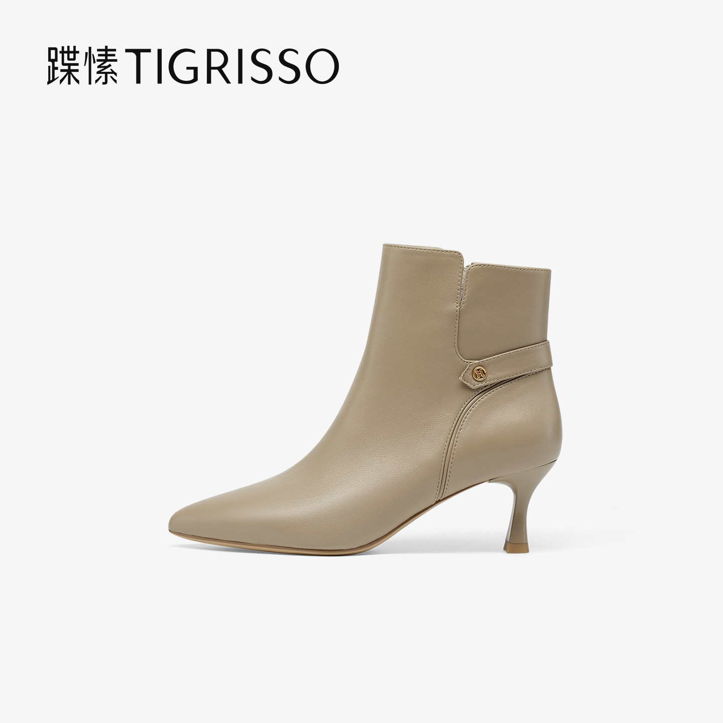 蹀愫2025冬季新款尖头时装靴高跟细跟时尚靴子羊皮短靴TA65705-16,女鞋,时装靴,淘宝优惠券,粉丝福利购,淘宝优惠卷