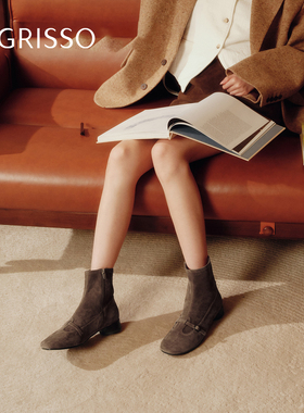 苹果派蹀愫2025年秋冬新款玛丽珍瘦瘦靴薄底时装靴短靴TA65709-10