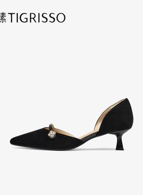 蹀愫2025年尖头气质细跟高跟鞋女鞋法式单鞋TA65116-12