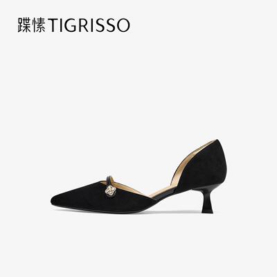 蹀愫2025年尖头气质细跟高跟鞋女鞋法式单鞋TA65116-12
