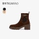 短靴TA65708 蹀愫2025年冬新款 厚底增高6加绒切尔西靴棕色时装