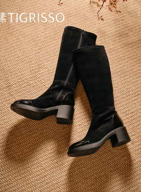 蹀愫冬增高6厘米显瘦女长靴圆头显瘦骑士靴TA54709-13