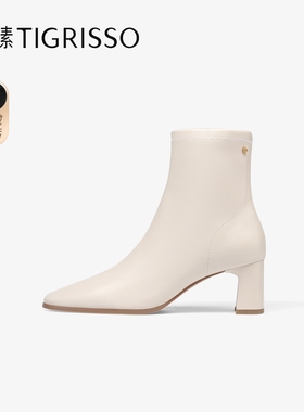 小奶皮|蹀愫羊皮加绒复古高跟增高女靴子TA54707-13