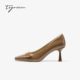新款 方头通勤简约百搭浅口单鞋 高跟小皮鞋 蹀愫25年秋季 T76105A