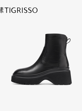 蹀愫冬季厚底增高7.5巨轻牛皮瘦瘦靴时装靴TA54714-51