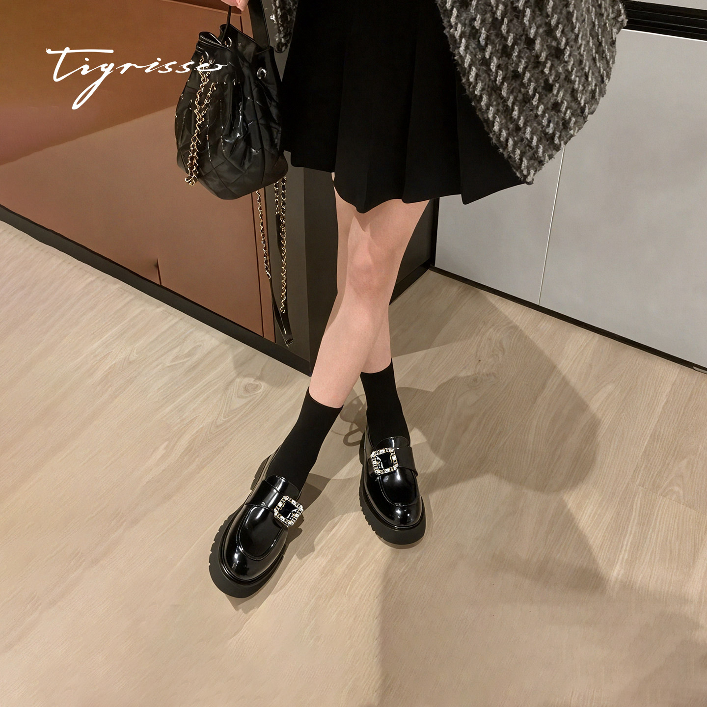 优等生蹀愫26春新增高6复古时髦钻扣小皮鞋英伦乐福鞋T76182A-03,女鞋,乐福鞋（豆豆鞋）,淘宝优惠券,粉丝福利购,淘宝优惠卷