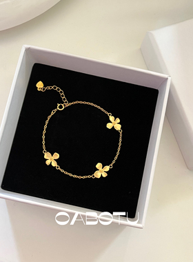 桂花手链 925纯银人间富桂花朵三花仿黄金手链手饰手串送女友礼物