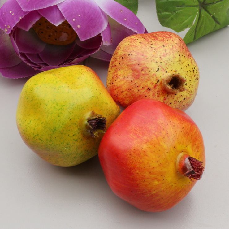 批发蔬菜模型玩具家居幼教摄影橱柜装饰品石榴带斑点三色仿真水果