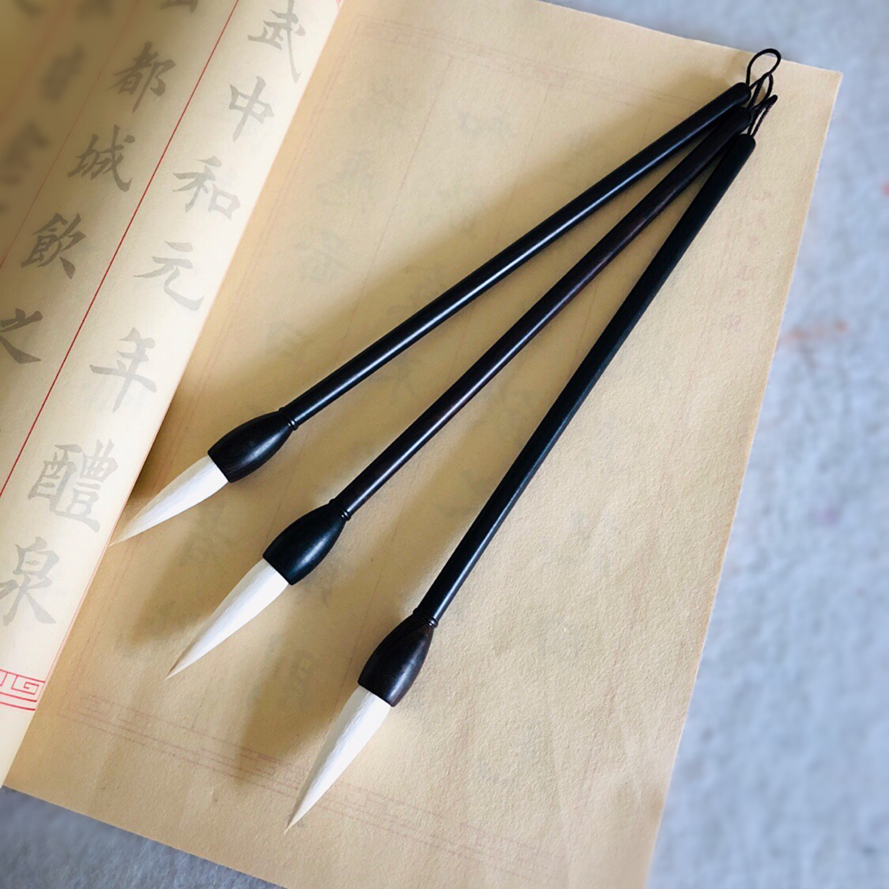 羊毫湖笔颖艺笔庄黑檀对联图片