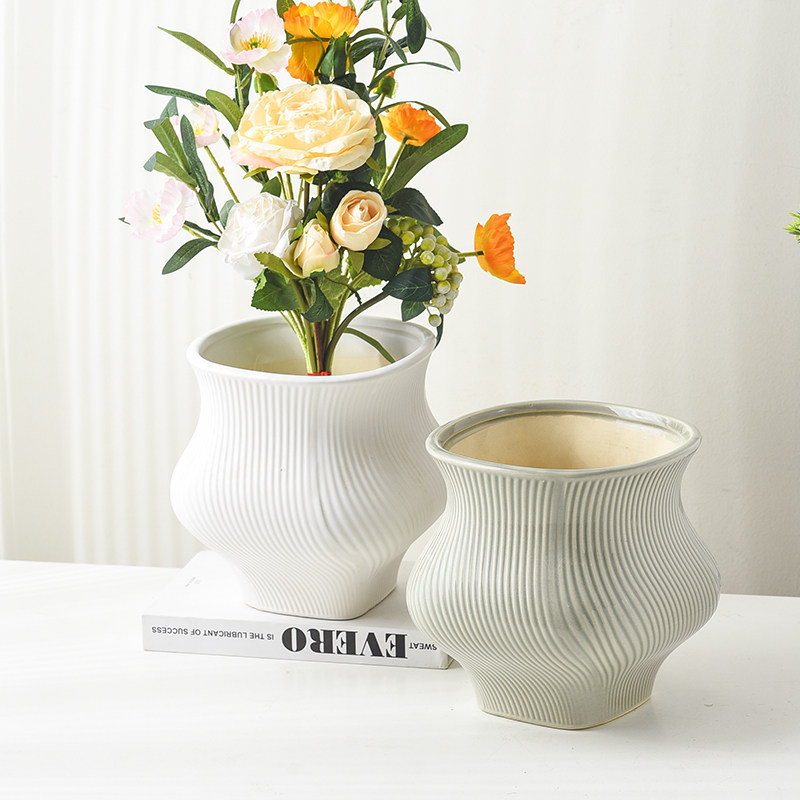 现代简约白色陶瓷花盆摆件客厅盆栽器皿家居装饰品蝴蝶兰专用盆
