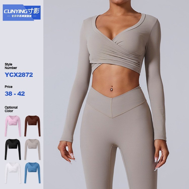 亚马逊紧身长袖 交叉层叠运动长袖磨毛系列大V领设计长袖,运动/瑜伽/健身/球迷用品,瑜伽内衣,淘宝优惠券,粉丝福利购,淘宝优惠卷