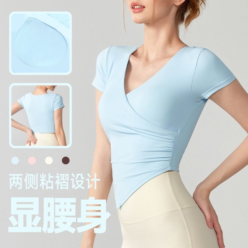 春夏瑜伽短袖女 固定胸垫百搭外穿短款运动t恤收腰显瘦健身背心女,运动/瑜伽/健身/球迷用品,瑜伽套装,淘宝优惠券,粉丝福利购,淘宝优惠卷