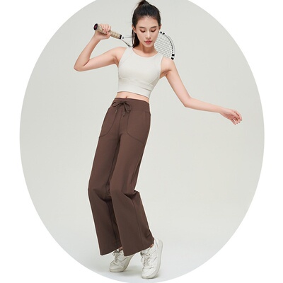 同款瑜伽裤throwback still 阔腿休闲运动长裤女纯色微喇加绒