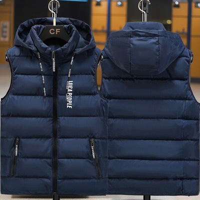 大童红色连帽帅气羽绒棉马甲