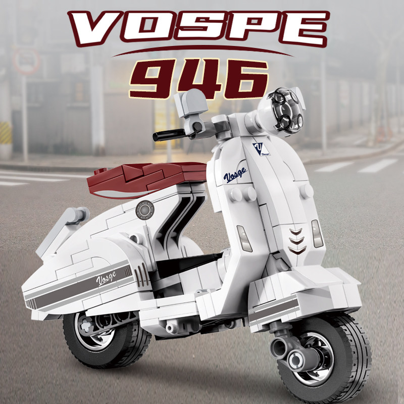 VOSPE-946经典摩托益智拼装积木模型6岁7岁儿童拼砌玩具开智6124