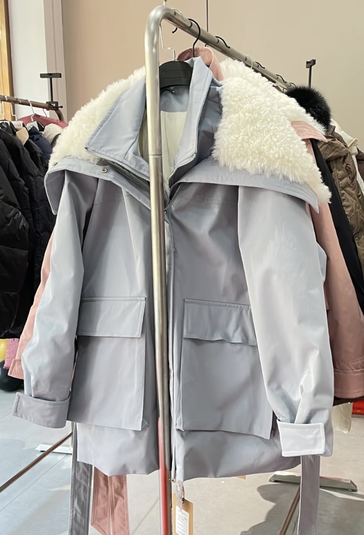 90白鸭绒羽绒服韩国2025冬新款羊羔毛领派克服女中长款保暖冲锋衣
