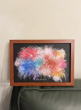 【手工画】原创绚丽焰火-油画棒画肌理画摆台装饰送人挂画