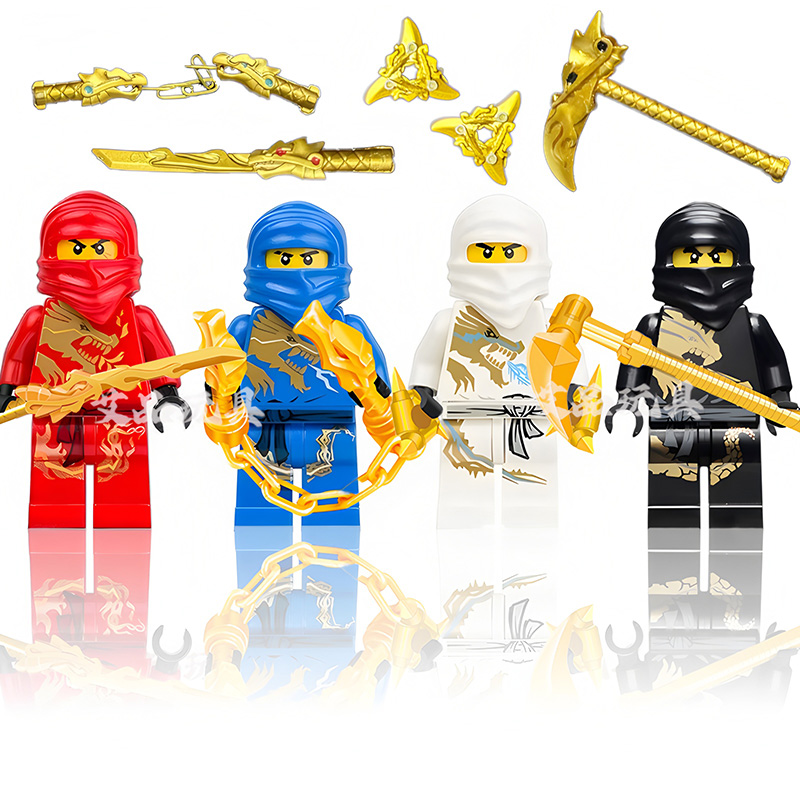 初代龙服积木人仔幻影忍者主角头发拼玩具旗袍妮雅第一代黄金武器