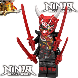 新款双面积木幻影忍者绿色E复仇四手E先生欺诈面具人仔男玩具多变