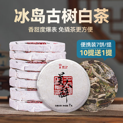 书呆子冰岛云南月光白茶 美人醉古树茶叶茶小饼整提49克月光白7饼