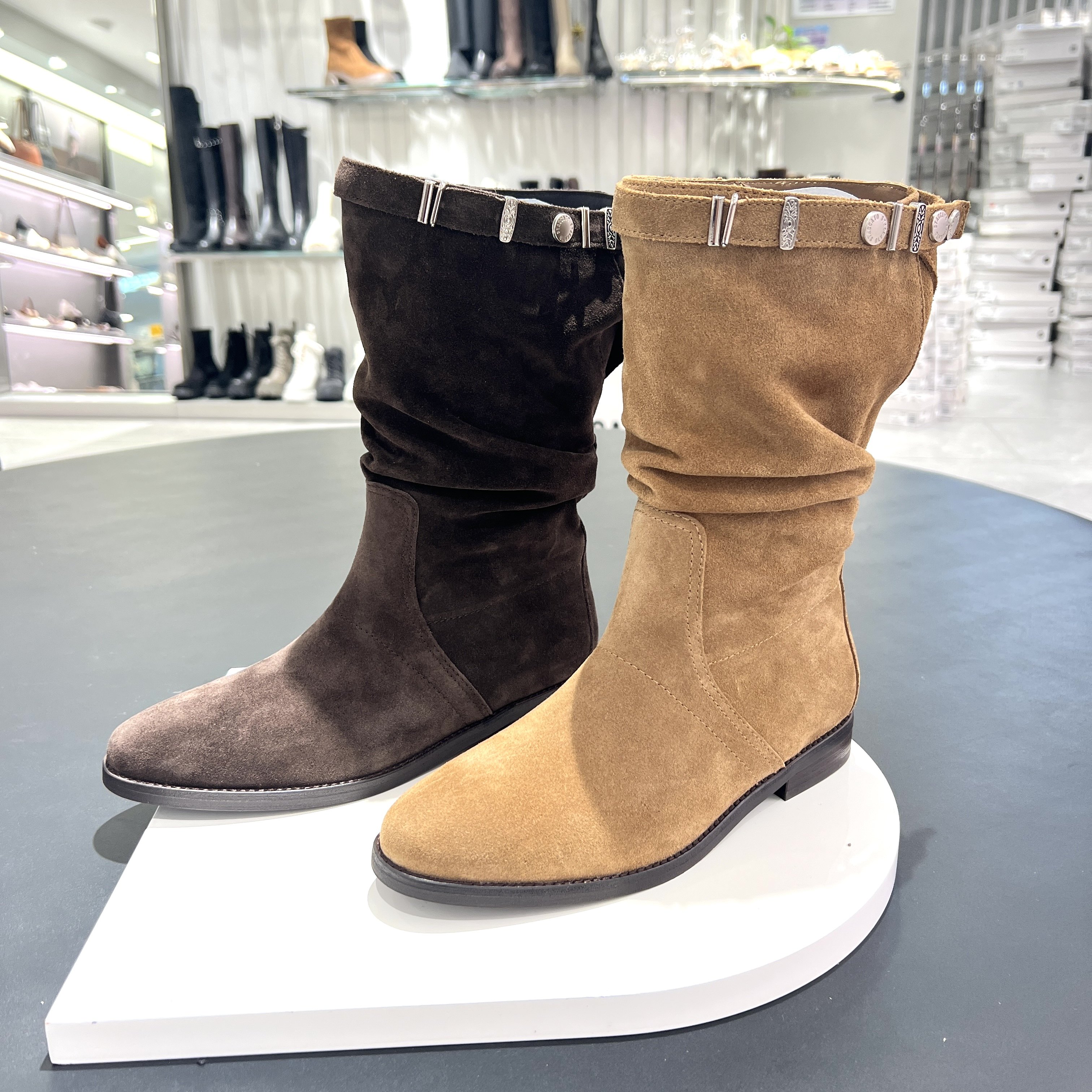 思加图2025冬季新款原野牧歌复古西部牛仔靴堆堆靴女EIL03DS5,女鞋,时装靴,淘宝优惠券,粉丝福利购,淘宝优惠卷