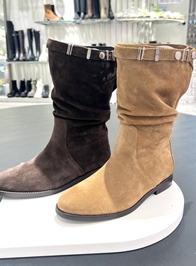 思加图2025冬季新款原野牧歌复古西部牛仔靴堆堆靴女EIL03DS5