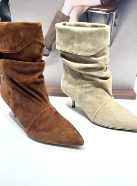 思加图2025冬季新款巴黎之约复古长靴时装靴细跟堆堆靴9S007DS5
