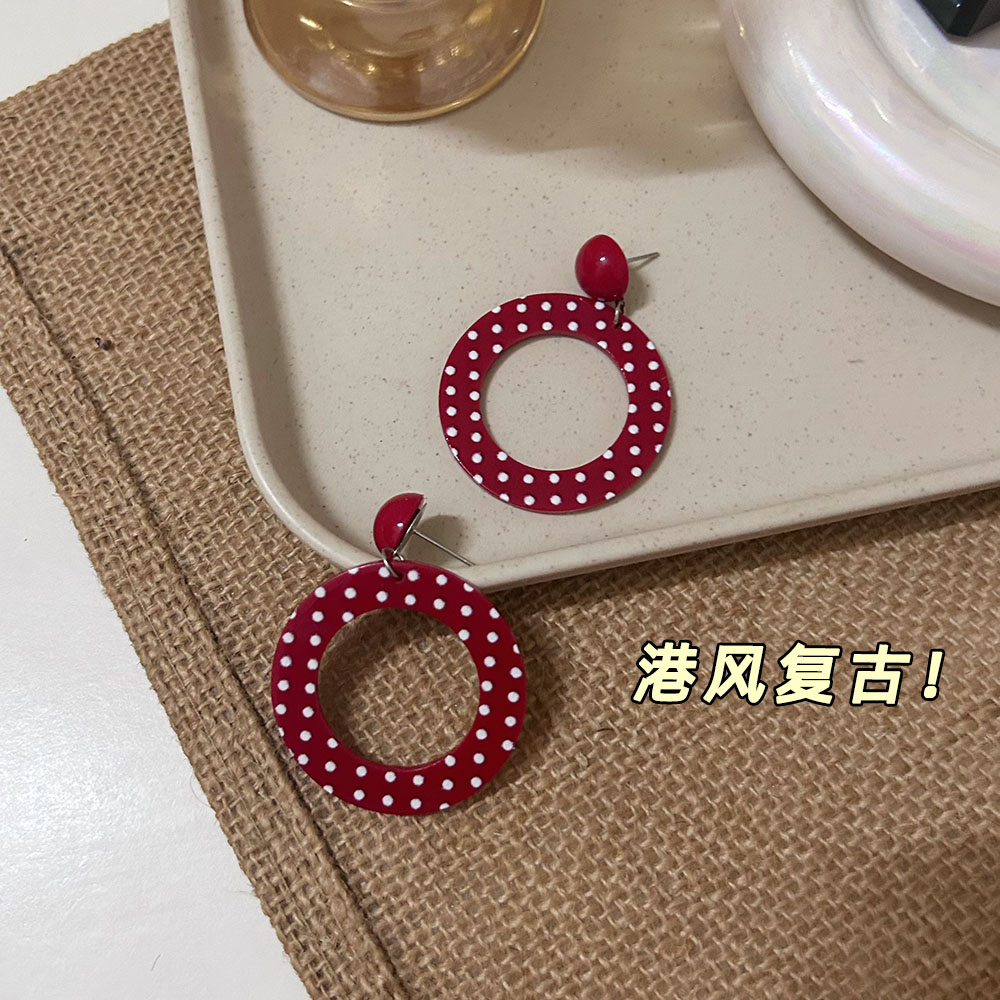 【实拍】复古港风酒红耳饰耳夹