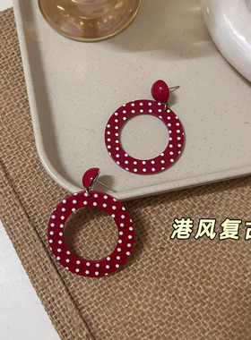 【实拍】复古港风酒红耳饰耳夹