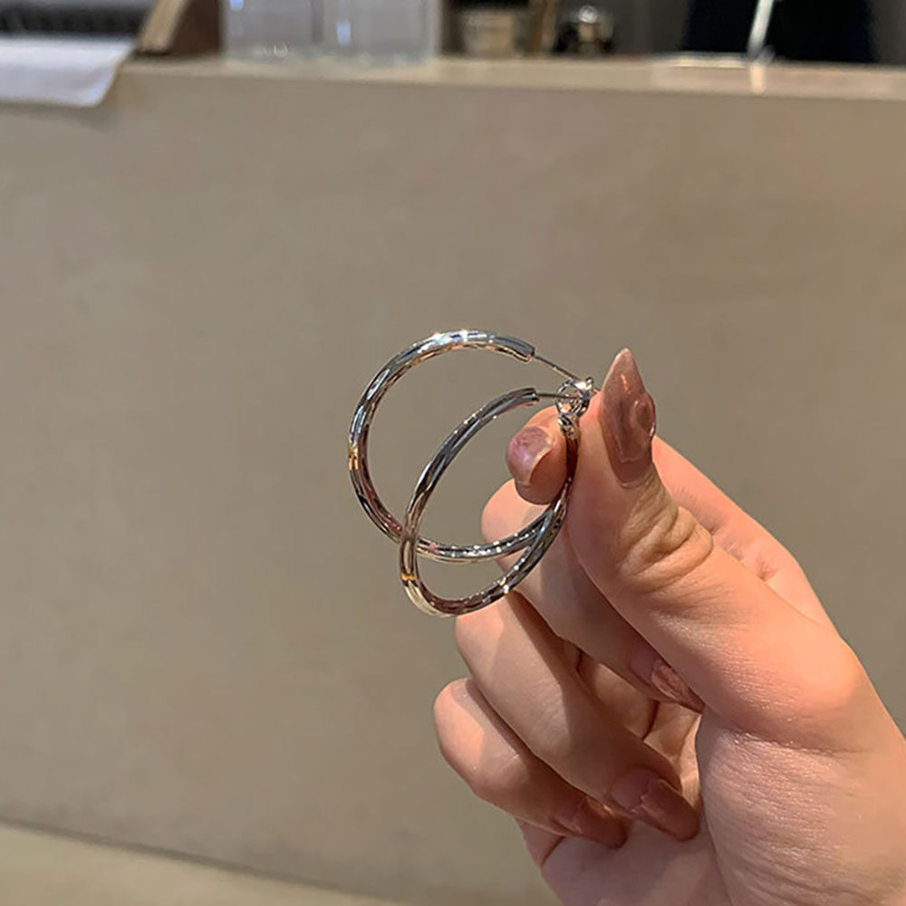甜酷复古极简冷淡风金属圆圈耳环
