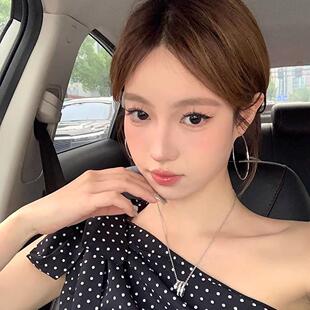 【奶甜家】银色金属大圆圈耳环素圈欧美夸张清冷辣妹网红方脸耳饰