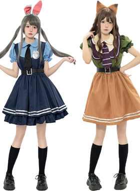 迪士尼cos疯狂动物城朱迪兔尼克狐狸动漫万圣节成人兔子警官服装
