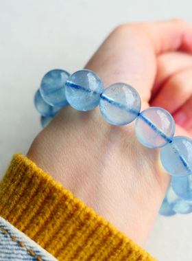 天然海蓝宝手链三月幸运诞生石