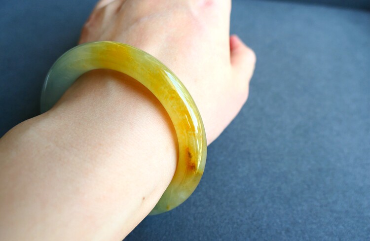 【木古口十】天然老坑缅甸玉A货翡翠手镯复古圆条冰种阳绿紫52mm