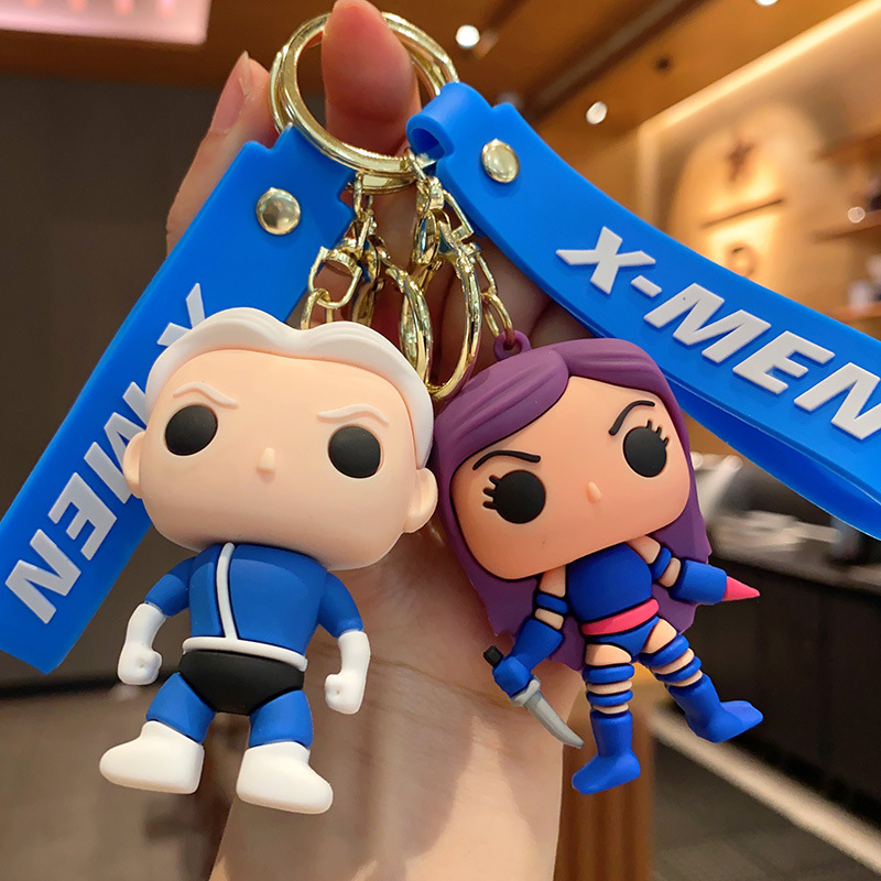 X战警钥匙扣漫威周边3D立体硅胶公仔挂件情侣汽车包包挂饰小礼品