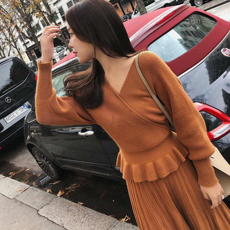 ëÏßȹÌ×װʱÉÐÁ½¼þÌ׺«°æÖг¤¿îëÒÂȹŮ´òµ×ÕëÖ¯ÉÀ2018пîÇﶬ