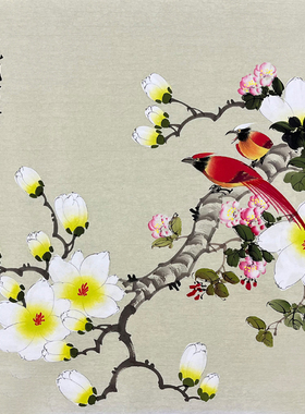 纯手绘国画花鸟画挂画宣纸画